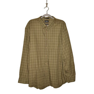HAGGAR NEW $60 Wrinkle Resistant Button Down Shirt‎ in Green Plaid Men's XXL